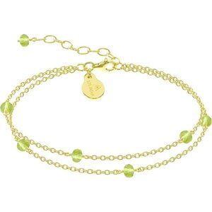 Peridot Gold Handmade Double Chain Bead Bracelet